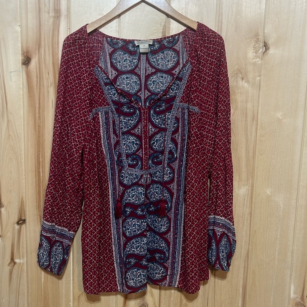 Lucky Brand Paisley Hippie Cottagecore Popover Peasant‎ Shirt Size 1X